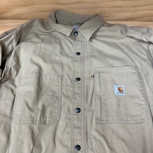 CARHARTT- RUGGED FLEX® RELAXED FIT CANVAS FLEECE-LINED SHIRT JACKET